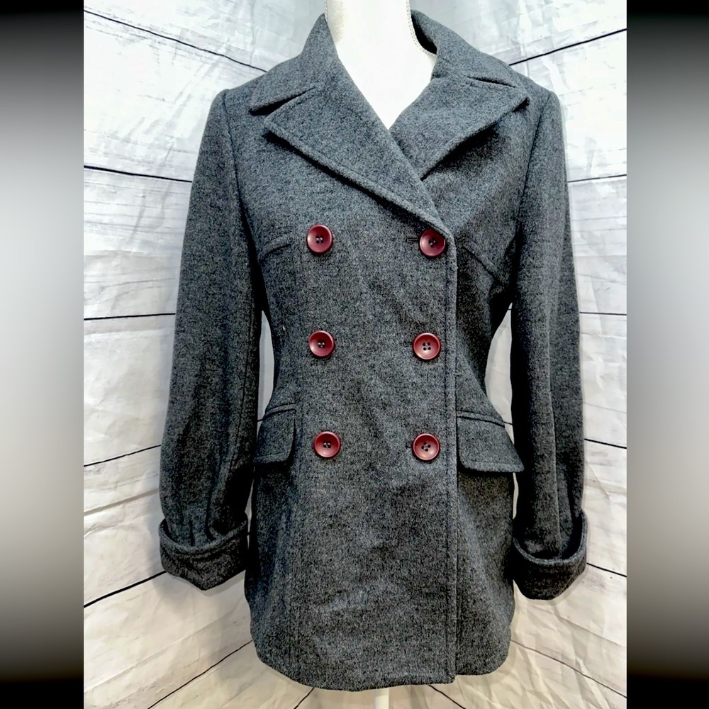 MODA International Gray 80% Wool 20% Nylon Blazer Jacket. Sz M Made In Philppine